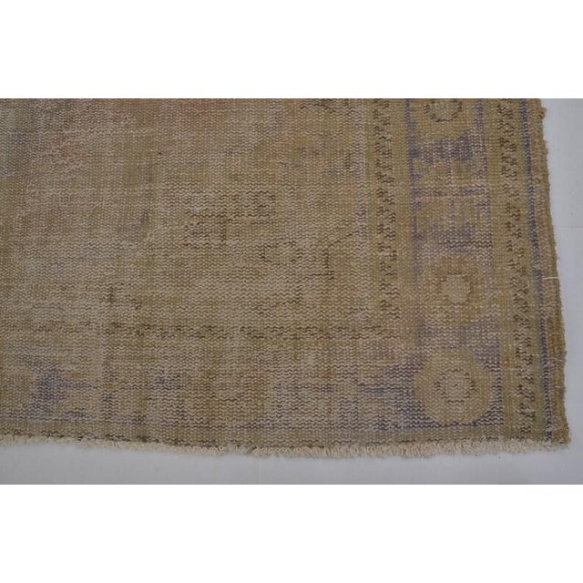 Vintage Distressed Turkish Oushak Rug in Warm Beige, Sand & Muted Lavender For Sale - Image 9 of 10