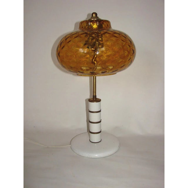 Vintage Amber Pressed Glass Table Lamp, 1970s For Sale - Image 6 of 6