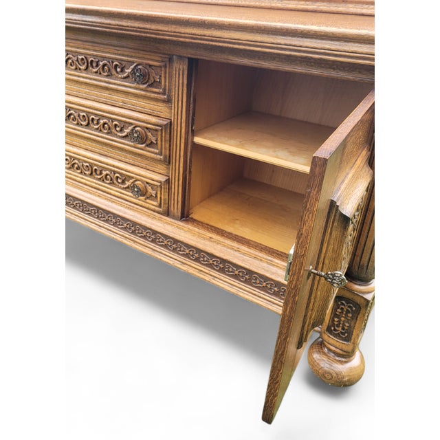 Large Vintage French Buffet in Walnut, 1940s For Sale - Image 14 of 18