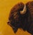 This oil on wood painting features a majestic buffalo, its profile illuminated against a warm, golden background that...