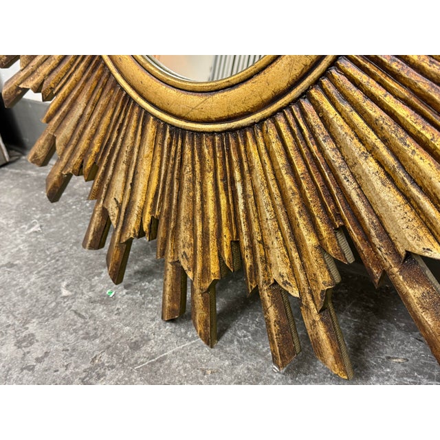 Gold Creative Co-Op Wood Sunburst Mirror For Sale - Image 8 of 12
