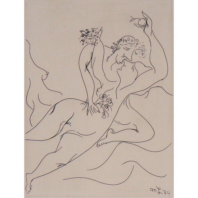 Meyer LAZAR (1923-1995) Song of Songs, Lovers Carried Away by the Waves of Passion, 1974 Original engraving Signed in...