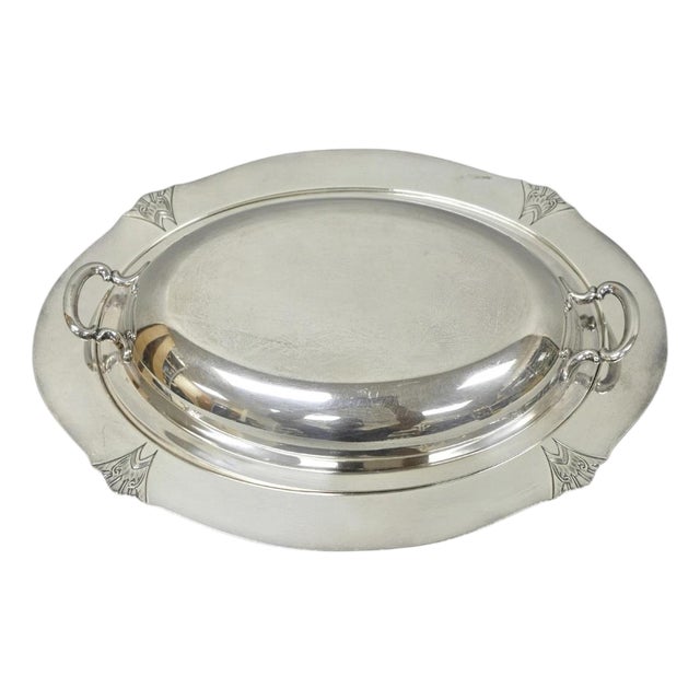 Vintage Victor Sp Co Art Deco Silver Plated Covered Vegetable Serving Dish For Sale