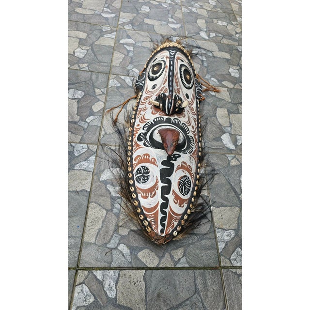 Wooden Mask Sculpture, Papua New Guinea, 1990s For Sale - Image 3 of 11