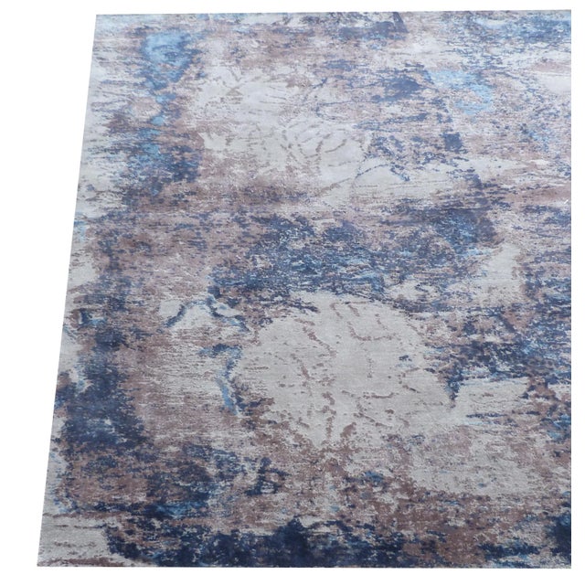 Bruges Silver/Blue Hand loom Bamboo/Silk Area Rug - 6'x9' For Sale - Image 4 of 6