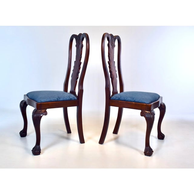 Early 20th Century Set of Four Queen Anne Dining Chairs, Hand-Carved Mahogany, England For Sale - Image 5 of 9