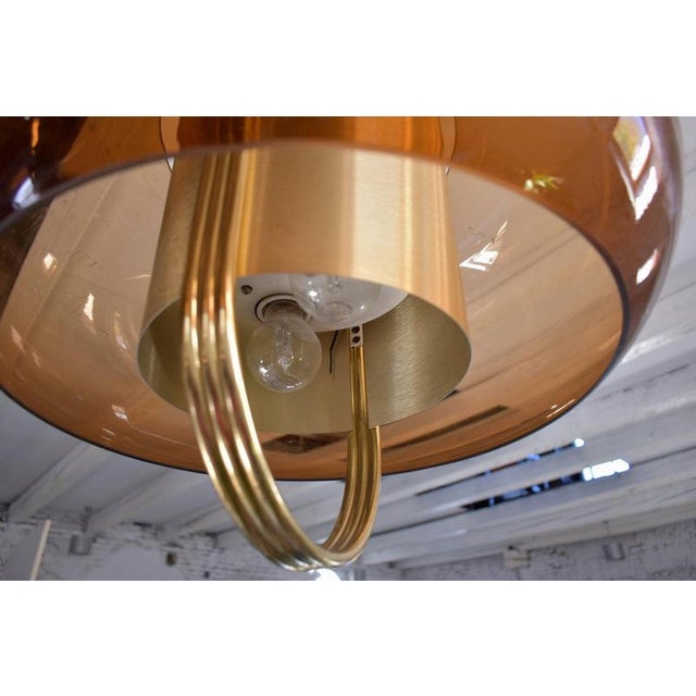 Brass and Smoked Glass Pendant Lamp from Temde, Germany, 1970s For Sale - Image 9 of 12