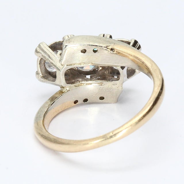 Contemporary 14k Gold Cocktail Ring With 0.6ct Diamond and White Gold Accents, Size 5.25 For Sale - Image 3 of 5