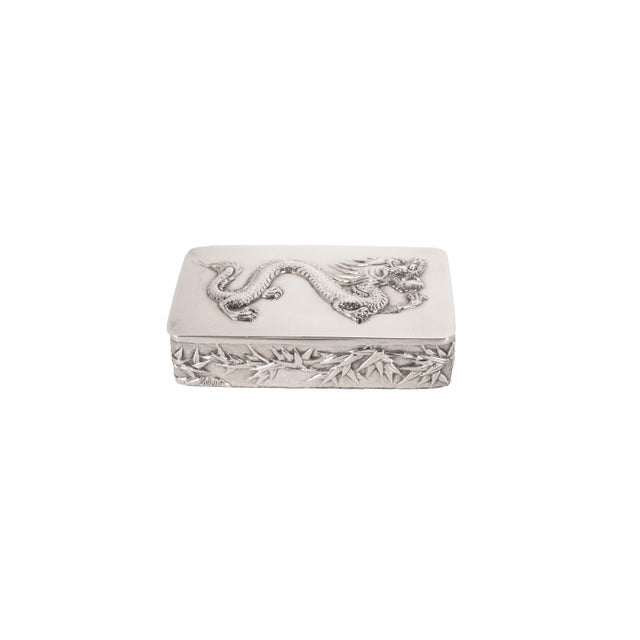 Antique Chinese Qing Dynasty Export Silver Gilt Dragon Snuff Box Wang ...