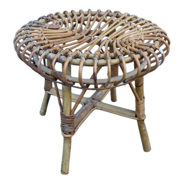 Italian Bamboo Stool, 1950s For Sale