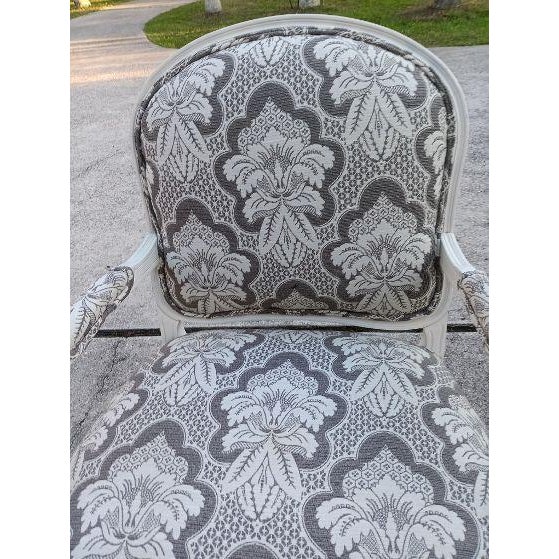 Vintage French Style Armchair Wood Frame Damask Upholstery Style: French Color: White Dimensions: 32" W x 41" H x 25" D x...