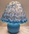 Vintage Table Lamp with Round Blue Ceramic Base and Handmade Flower Shade by Lamplove, 1980s For Sale - Image 6 of 12