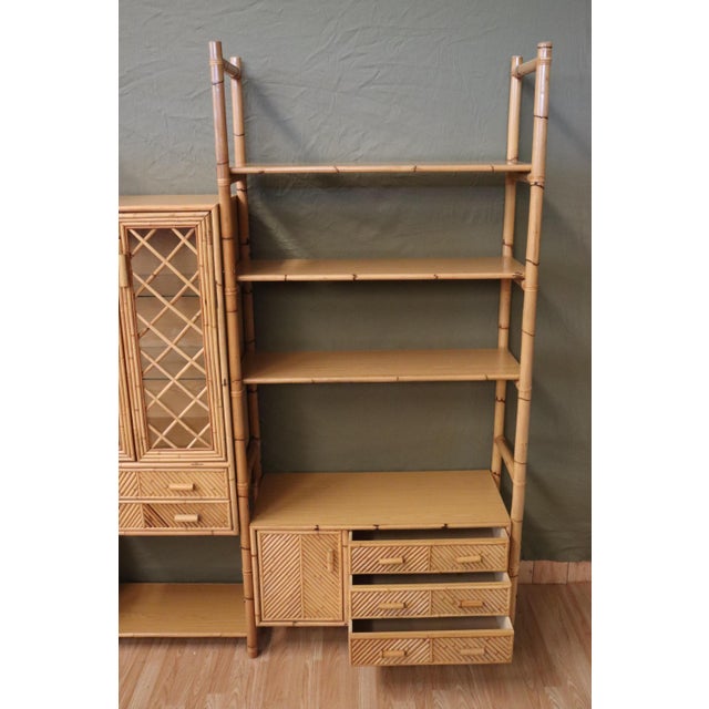 Large Italian Rattan and Bamboo Bookcase, 1960s For Sale - Image 10 of 11