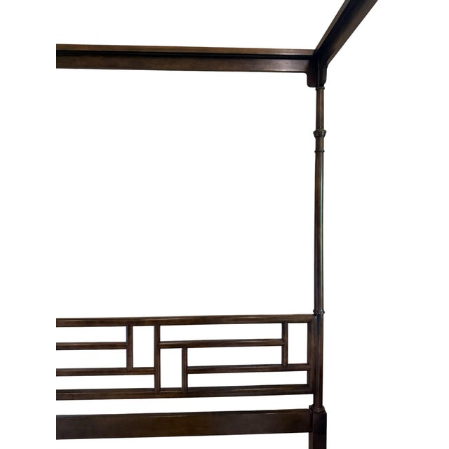 Baker Furniture Company Baker Furniture "Far East" Canopy Bed, Mahogany, Queen Size, Vintage For Sale - Image 4 of 5