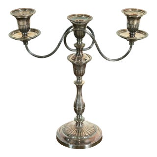 Tiffany & Co. Style Antique Victorian Silverplate Three-Light Candelabra For Sale