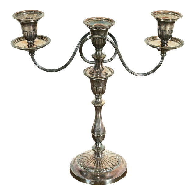 Tiffany & Co. Style Antique Victorian Silverplate Three-Light Candelabra For Sale