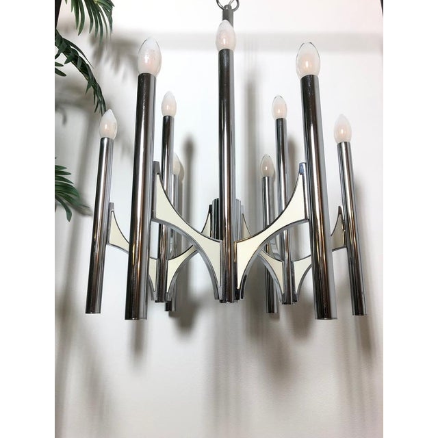 Nine Light Chandelier by Gaetano Sciolari, 1970s For Sale - Image 11 of 15