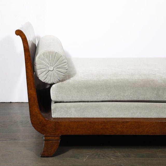Wood Art Deco Lupe De Amboyna Wood & Taupe Mohair Upholstery Daybed Attr. Jules Leleu For Sale - Image 7 of 18