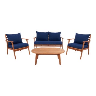 Deacon 4 Piece Living Set - Natural/Navy For Sale