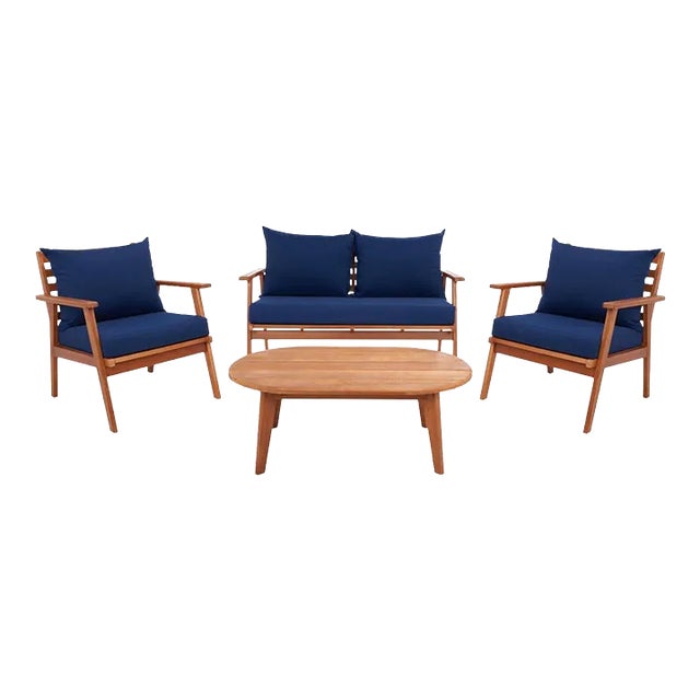 Deacon 4 Piece Living Set - Natural/Navy For Sale