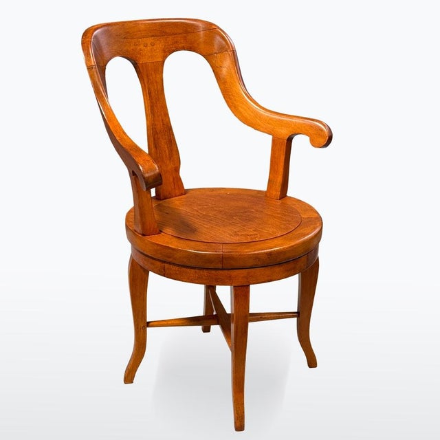 Brown Swivel Armchair in Beech, 1900 For Sale - Image 8 of 8