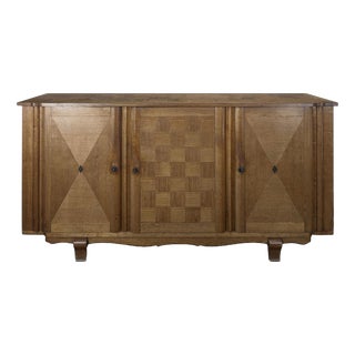 Art Deco Oak Sideboard with Checkerboard Marquetry, 1940s For Sale