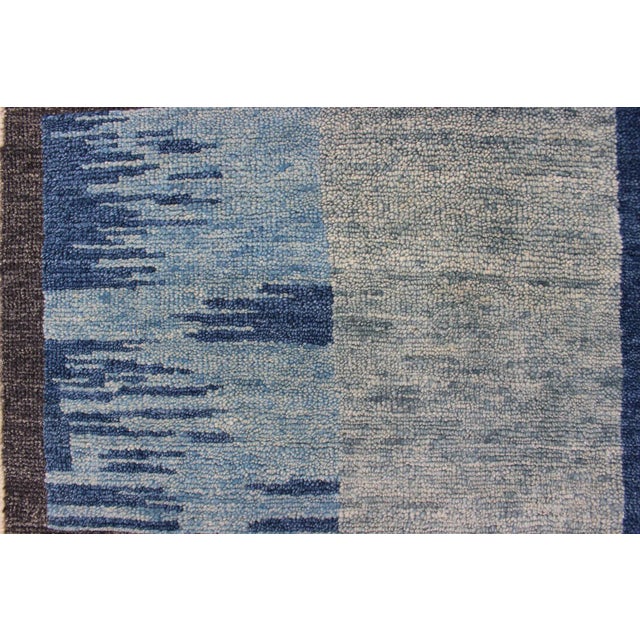 Scandinavian Piled Rug by Keivan Woven Arts, 8x10 Geometric Design Blue For Sale - Image 10 of 13