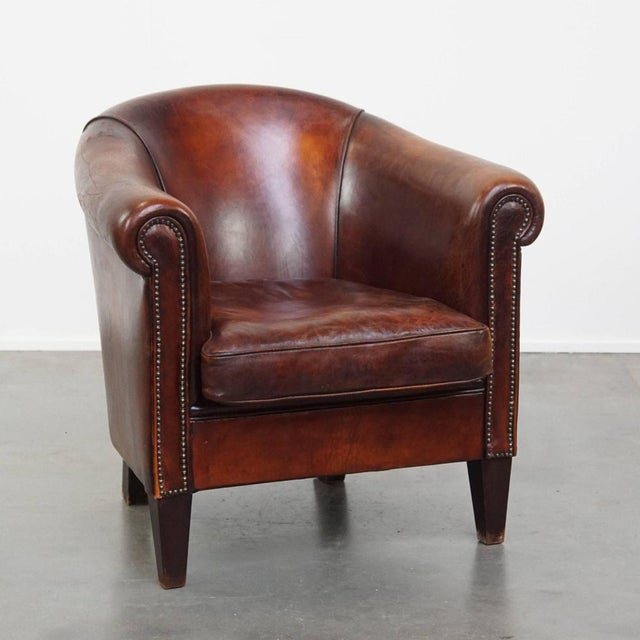 Cognac Sheepskin Club Chair For Sale - Image 13 of 13