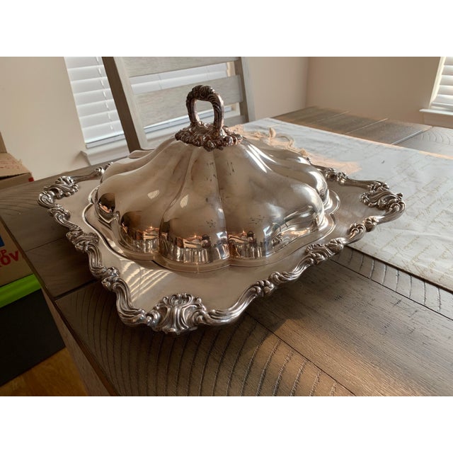 Vintage Large W&S Blackinton Chased Scroll & Drape Silverplate Entree Serving Dish For Sale - Image 13 of 13