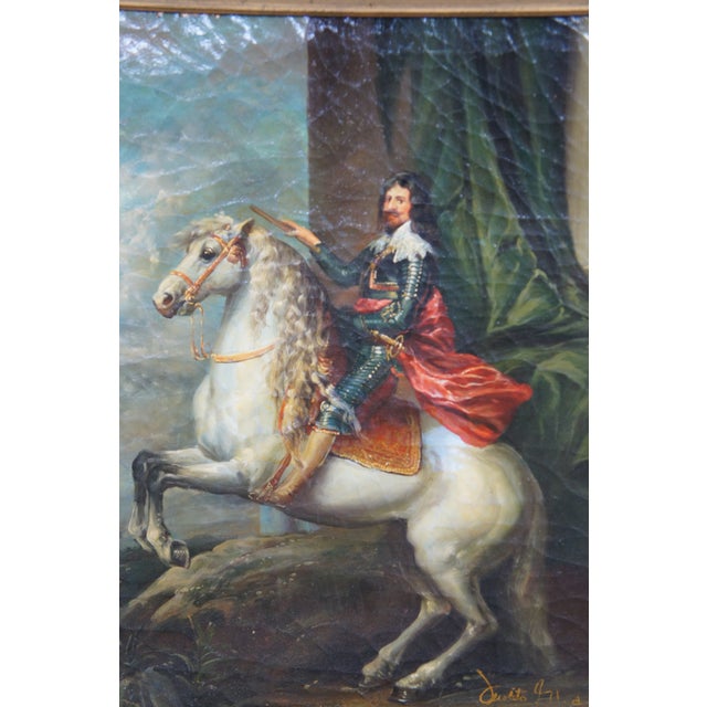 Thomas Francis Equestrian Horse Portrait Oil Painting After Anthony Van Dyck For Sale - Image 10 of 12