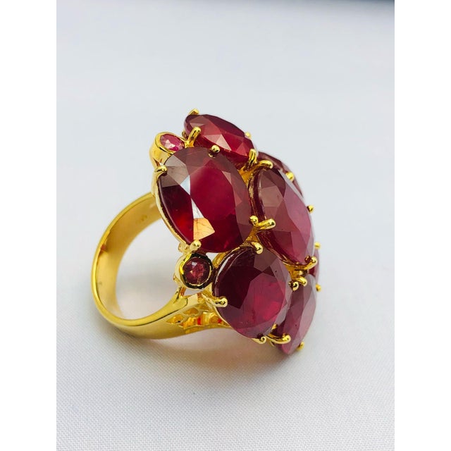 Bochic “Orient” Vintage Ruby Cocktail Ring Set In 18K Gold & Silver with Certifi For Sale - Image 13 of 15