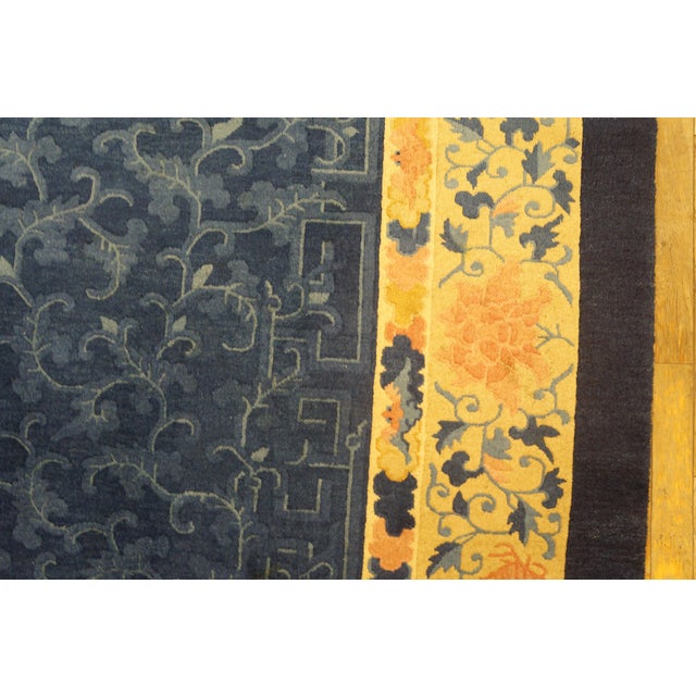 Royal Blue Impressive Blue & Delicate Tone-on-Tone Allover-Floral Design Antique Chinese Peking Rug For Sale - Image 8 of 10