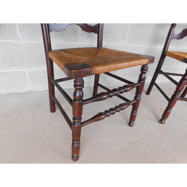Mid 20th Century Tell City Chair Co. Cherry Rush Bottom Ladder Back Chairs - A Pair For Sale - Image 5 of 18