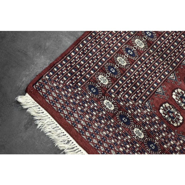 Red Vintage Red Hand-Woven Oriental Bokhara Rug, 1960s For Sale - Image 8 of 18