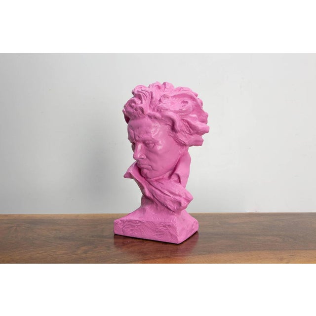 Pop Art Plaster Bust of Ludwig van Beethoven in Terracotta, 1890s For Sale - Image 4 of 8