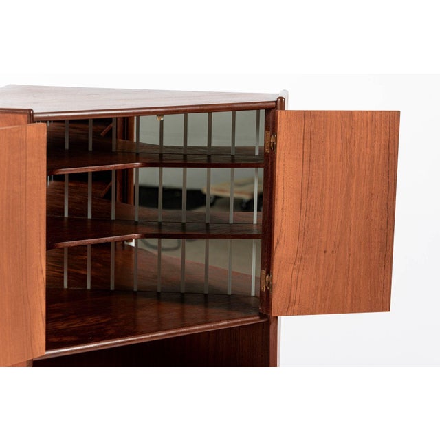 1960s Mid Century Danish Teak Wood Corner Bar Cabinet 1960s For Sale - Image 5 of 13