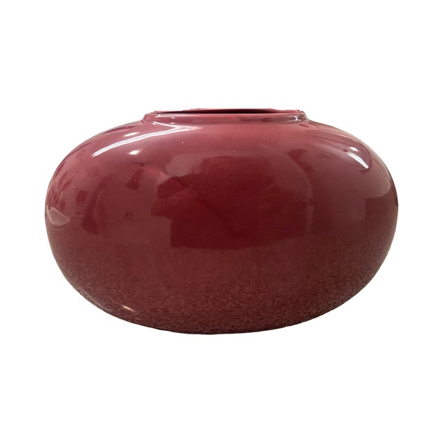 Purple Vintage Postmodern 1980s Plum Purple Ceramic Bean Pill Shaped Vase Art Deco For Sale - Image 8 of 9