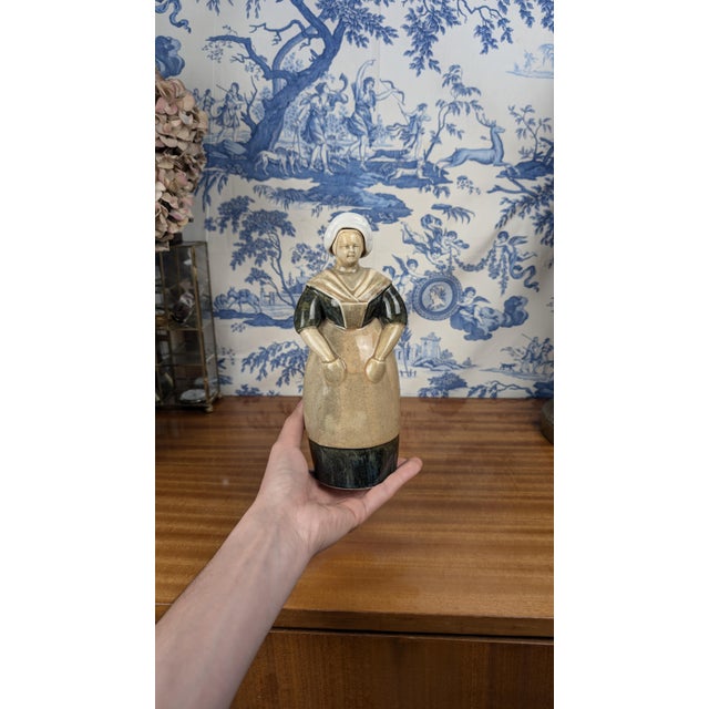 Anthropomorphic Ceramic Liqueur Bottle of Berrichonne Shepherdess by Denbac for Noyer, 1940s For Sale - Image 9 of 13