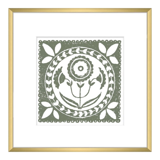 12x12" Framed Sage Green and White Daffodil Flower Art Print Botanical Wall Decor For Sale