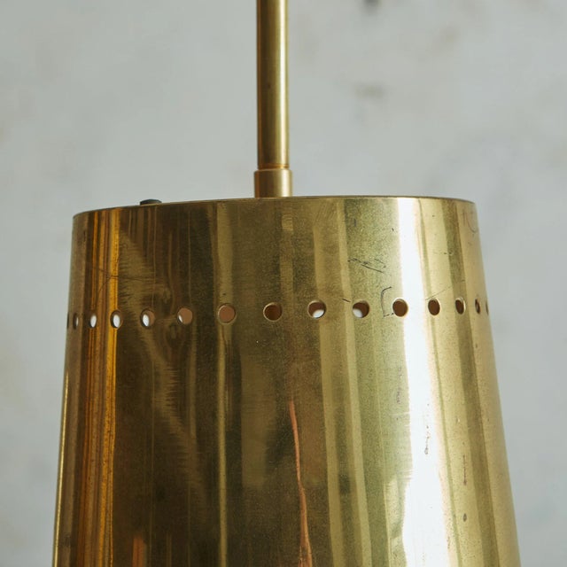 Vintage Brass Pendant Light with Perforated Trim For Sale - Image 10 of 11