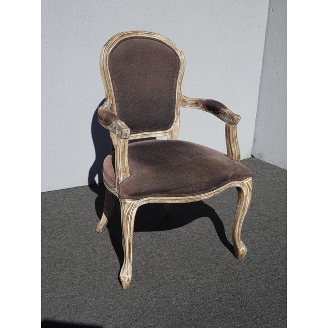 French Vintage Restoration Style French Side Chair W Brown Velvet For Sale - Image 3 of 12