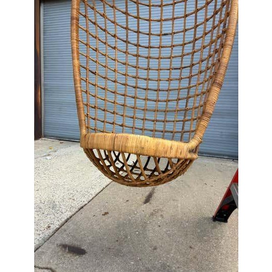 Franco Albini Mid-Century Modern Wicker Rattan Hanging Chair, Italian Franco Albini Style For Sale - Image 4 of 13
