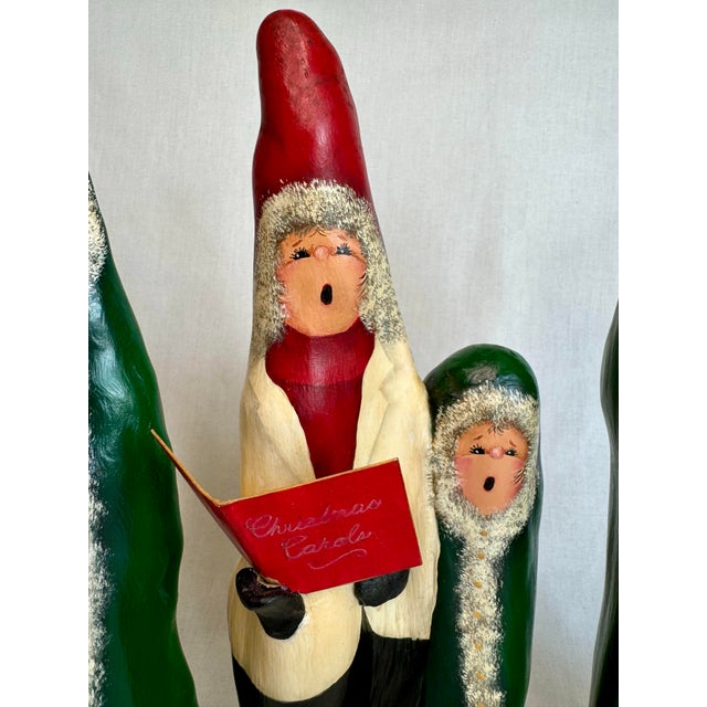 Vintage Holiday Carolers Hand Painted Wood Art, Set of 4 Chairish