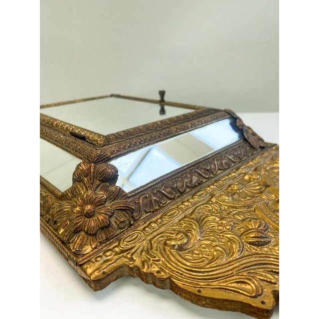 Vintage Embossed Brass Mirror Cabinet, 1950s For Sale - Image 13 of 17