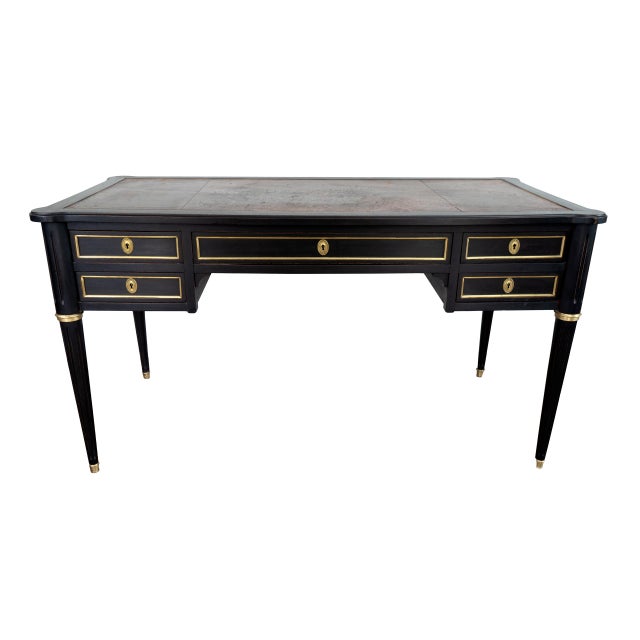 Empire Black Writing Desk With Original Tooled Leather Top Chairish