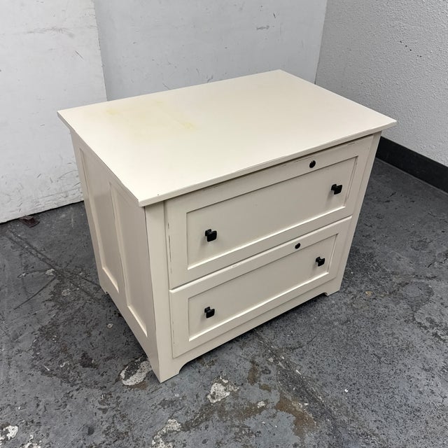 Eggshell Two Drawer File Cabinet For Sale - Image 11 of 12