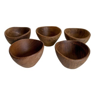 1960's Mid-Century Modern Sculptural Organic Teak Bowls - Set of 5 For Sale