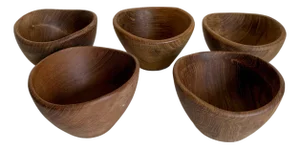 1960's Mid-Century Modern Sculptural Organic Teak Bowls - Set of 5