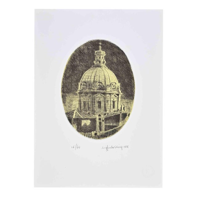 Sigfrido Oliva, View of Rome, 1990s, Etching For Sale