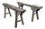Pair of 1910s Chinese Provincial Weathered Elm Benches With Carved Brackets For Sale